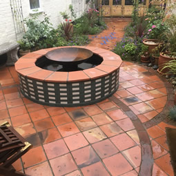 Imaginatively designed garden with water feature